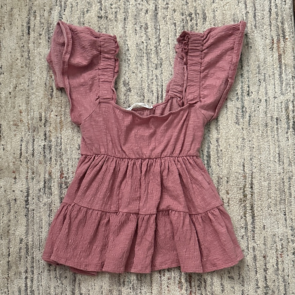 Altar'd State Mauve Ruffle Blouse